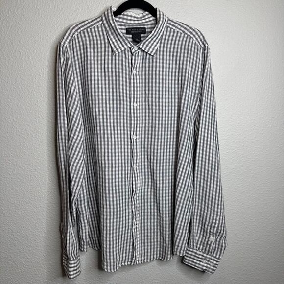 The Men's Store Bloomingdales 100% Linen Gray Plaid Shirt Size X-Large - Picture 1 of 9